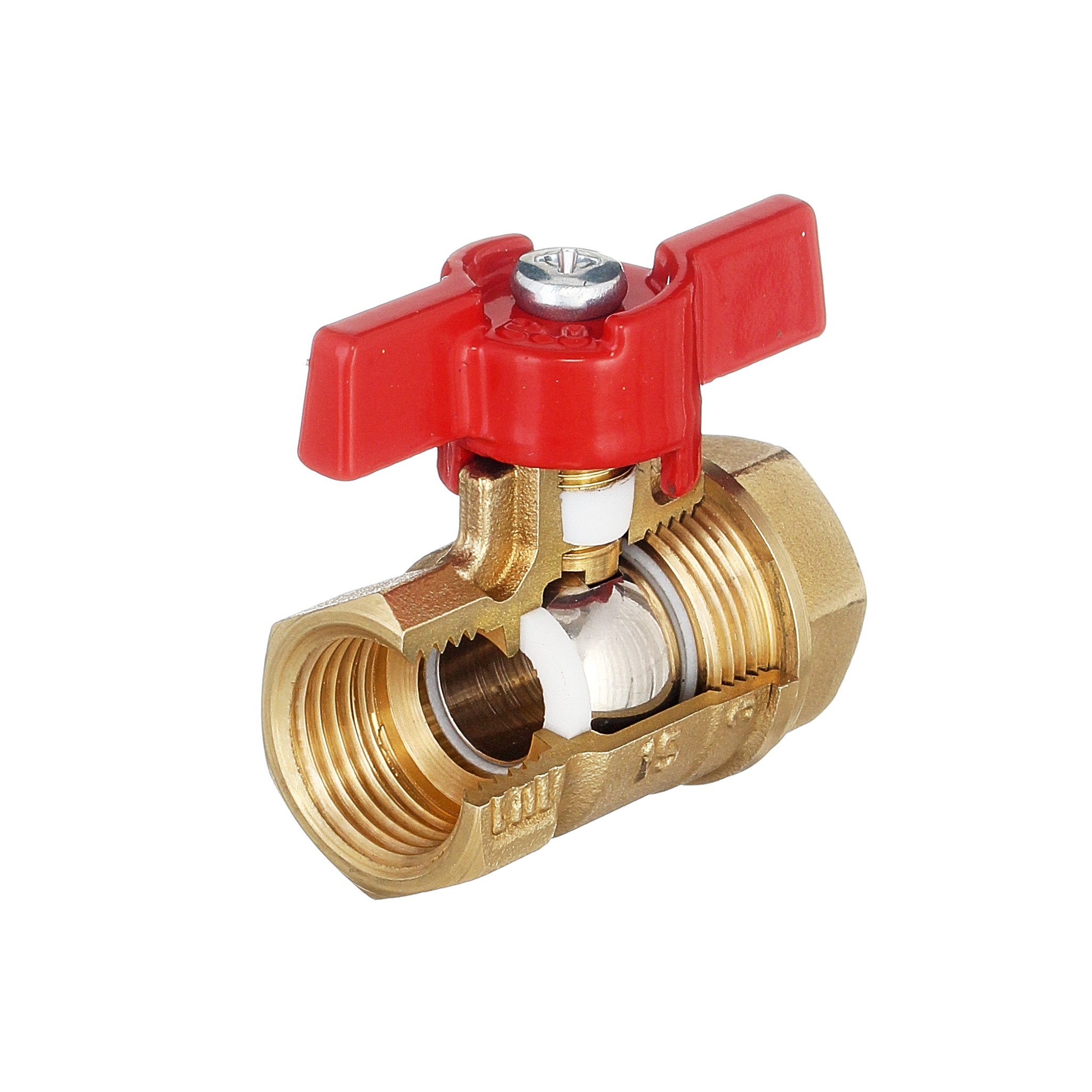 Кран шаровый латунныйБАЗ  11б27п1 вода ВР/ВР Ду 20 (3/4") Ру 40 бабочка 